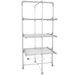 Todeco sche - linge electrique, etendoir pliant d'intrieur, 3 tagres, blanc, avec des roues, dimensions ...