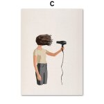 Toile d'art mural pour fille, machine a laver, baignoire, sche - cheveux, peinture sur toile, affiche ...