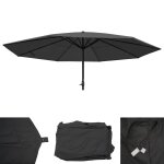 Toile pour parasol meran pro, parasol de march� gastronomique Ø 5m, polyester anthracite