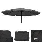 Toile pour parasol meran pro, parasol de marché gastronomique avec volant Ø 5m, polyester anthracite ... Toile pour parasol meran pro, parasol de marché gastronomique avec volant Ø 5m, polyester anthracite ...