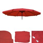 Toile pour parasol meran pro, parasol de march� gastronomique avec volant Ø 5m, polyester bordeaux