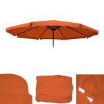 Toile pour parasol meran pro, parasol de march� gastronomique avec volant Ø 5m, polyester terre cuite ...