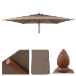 Toile de rechange pour parasol de restaurant en bois hwc - c57b, housse de parasol, carr�e 3 x 3 m, polyester ...