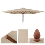 Toile de rechange pour parasol de restaurant en bois hwc - c57b, housse de parasol, carr�e 4 x 4 m, polyester ...