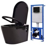 Vidaxl toilette suspendue au mur avec r�servoir cach� c�ramique noir