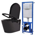 Vidaxl toilette suspendue au mur avec r�servoir cach� c�ramique noir
