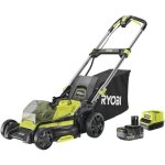 Tondeuse pouss�e ryobi 18v brushless - coupe 40cm - 1 batterie 5, 0ah - 1 chargeur rapide - ry18lmx40c ...