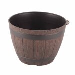 Tonneau en bois d'imitation pp, pot de fleur en résine, baril de plantation en bois imité Tonneau en bois d'imitation pp, pot de fleur en résine, baril de plantation en bois imité