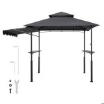 Tonnelle de barbecue 243x150 cm - duoku - abri ext�rieur robuste avec auvent - toit a double niveau - ...