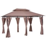 Tonnelle barnum pavillon de jardin style colonial double toit toiles lat?rales amovibles 3l x 4l x 2, ... Tonnelle barnum pavillon de jardin style colonial double toit toiles lat?rales amovibles 3l x 4l x 2, ...