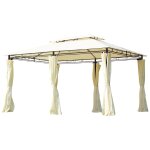 Tonnelle barnum pavillon de jardin style colonial double toit toiles lat?rales amovibles 3l x 4l x 2, ...