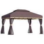 Tonnelle barnum pavillon de jardin style colonial double toit toile moustiquaires et toiles amovibles ...
