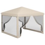 Tonnelle barnum pliant pop - up dim. 3l x 3l x 2, 65h m 4 moustiquaires sac transport noir beige