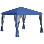 Tonnelle barnum pliant style colonial 2, 95l x 2, 95l x 2, 6h m 4 moustiquaires + sac de transport bleu ...