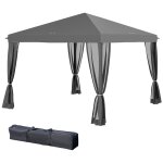 Tonnelle barnum pliant style colonial 2, 95l x 2, 95l x 2, 6h m 4 moustiquaires + sac de transport gris ...