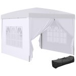 Tonnelle barnum pop - up pliant dim. 3l x 3l x 2, 58h m 2 fen�tres sac transport acier oxford blanc