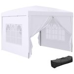 Tonnelle barnum pop - up pliant dim. 3l x 3l x 2, 58h m 2 fentres sac transport acier oxford blanc