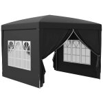 Tonnelle barnum pop - up pliant dim. 3l x 3l x 2, 58h m 2 fen�tres sac transport acier oxford noir