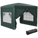 Tonnelle barnum pop - up pliant dim. 3l x 3l x 2, 58h m 2 fentres sac transport acier oxford vert