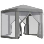 Tonnelle barnum tente de r�ception hexagonale style cosy m�tal polyester imperm�abilis� surface env. ...