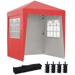 Tonnelle de jardin pliante pop - up r�glable anti - uv 30 + 4 sacs lestage sac de transport rouge