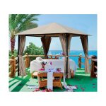 Tonnelle de jardin avec rideaux evora - l. 300 x l. 300 cm - marron