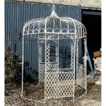 Tonnelle pergola gloriette en métal blanc abris kiosque de jardin rond 196x196x314cm Tonnelle pergola gloriette en métal blanc abris kiosque de jardin rond 196x196x314cm