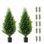 Topiaires artificiels - duoku - faux pins et cyprs - 91, 4 cm - lot de 2 arbres - rsistants aux uv