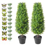 Topiaire en buis artificiel - duoku - 6 pouces - 2 pices - feuilles supplmentaires - vert bicolore