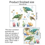 Tortue de mer, plantes aquatiques, bulles et poissons, autocollants muraux pour fond de chambre (30 * ...