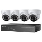 Tp - link kit 4 videocamere vigi nk4p - t4425 - 2t turret 4mp full - color ipc e nvr 4 canali poe + kit ...
