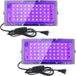 Trahoo - 2 pack 50w led black lights, black lights for glow party, blacklight flood light with plug and ...