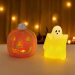 Trahoo - 2 pi�ces led decoration halloween interieur, citrouille lumineuse et lumineux fant�mes, citrouille ...