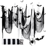 Trahoo - lot de 8 tissu effrayant d'halloween, gaze effrayante 183 * 76cm, avec 12 chauve - souris et ...