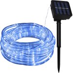 Trahoo - guirlande lumineuse bleu solaire ext�rieur 10m 100led etanche tube rope guirlandes lumineuses ...