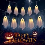 Trahoo - guirlande lumineuse fant�me d'halloween ¿ 10 pi�ces de d�coration d'halloween fant�me, fonctionne ...