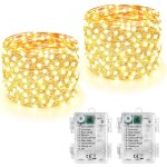 Trahoo - guirlande lumineuse � pile, 2 pack 50 led guirlande etanche 8 modes pour no�l, ext�rieur int�rieur, ...