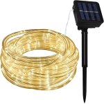Trahoo - guirlande lumineuse solaire ext�rieur 10m 100led etanche blanc chaud tube rope guirlandes lumineuses ...