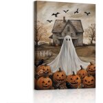Trahoo - halloween tableau decoration murale encadr toile peinture citrouilles fantmes effrayantes, ...
