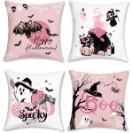 Trahoo - housse de coussin halloween 45 x 45 cm citrouille chauve - souris chat rose dcoratif taie d'oreiller ...