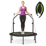 Trampoline fitness costway - d. 101cm - main courante réglable - 2 bandes de résistance - charge 150 ... Trampoline fitness costway - d. 101cm - main courante réglable - 2 bandes de résistance - charge 150 ...