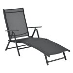 Transat bain de soleil inclinable 160 bain de soleil avec accoudoirs 150 x 65 x 86 cm noir helloshop26 ...