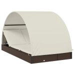 Transat chaise longue bain de soleil 2 places avec toit rond 211 x 112 x 140 cm marron helloshop26 02 ...