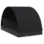Transat chaise longue bain de soleil 2 places avec toit rond noir 211x112x140 cm helloshop26 02 0012194 ...