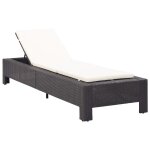 Transat chaise longue bain de soleil avec coussin noir rsine tresse helloshop26 02 0012197