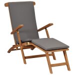 Transat chaise longue bain de soleil lit de jardin terrasse meuble d'extrieur 152 cm avec coussin gris ...