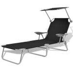 Transat chaise longue bain de soleil lit de jardin terrasse meuble d'ext�rieur 189 cm avec auvent acier ...