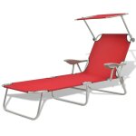 Transat chaise longue bain de soleil lit de jardin terrasse meuble d'ext�rieur 189 cm avec auvent acier ...