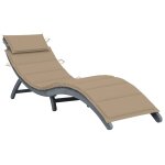 Transat chaise longue bain de soleil lit de jardin terrasse meuble d'ext�rieur 190 cm avec coussin gris ...