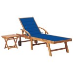 Transat chaise longue bain de soleil lit de jardin terrasse meuble d'extrieur 195 cm avec table et coussin ...